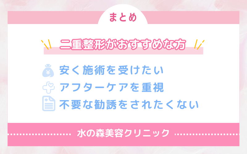 【口コミまとめ】水の森美容クリニック 二重整形がおすすめな方